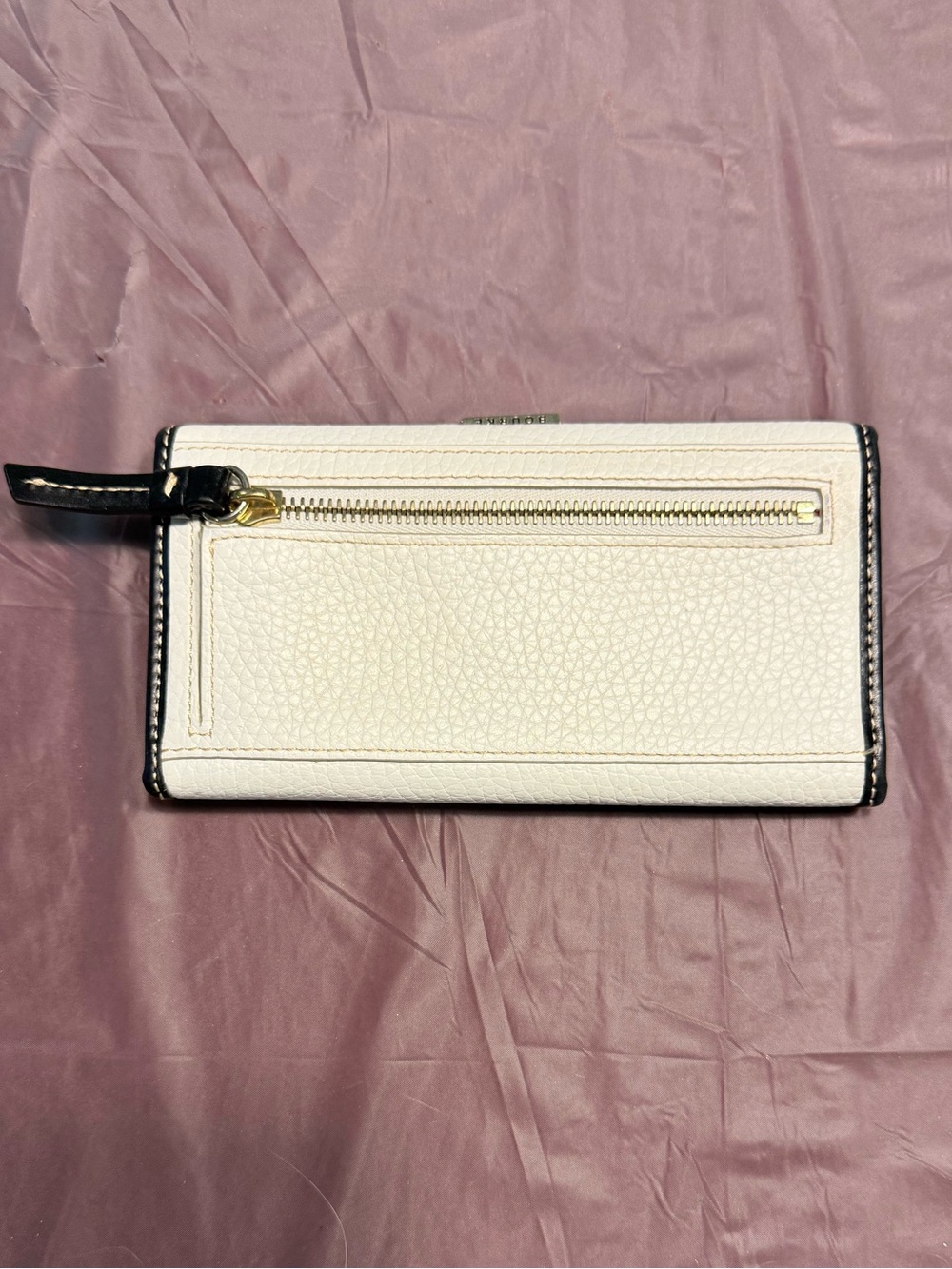 Dooney & Bourke Pebbled Leather Cream Wallet with Black Trim - Picture 4 of 12